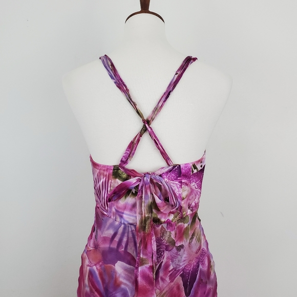 Donna Ricco NY Purple Floral Silk Midi Dress - Picture 6 of 8